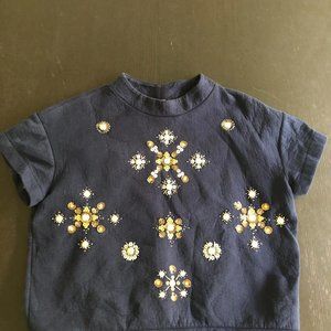 H&M bedazzled mock neck top